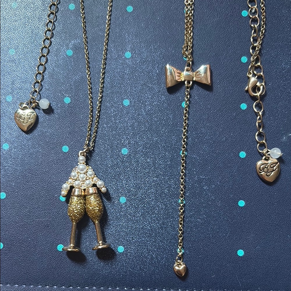 Two Betsey Johnson gold necklaces EUC